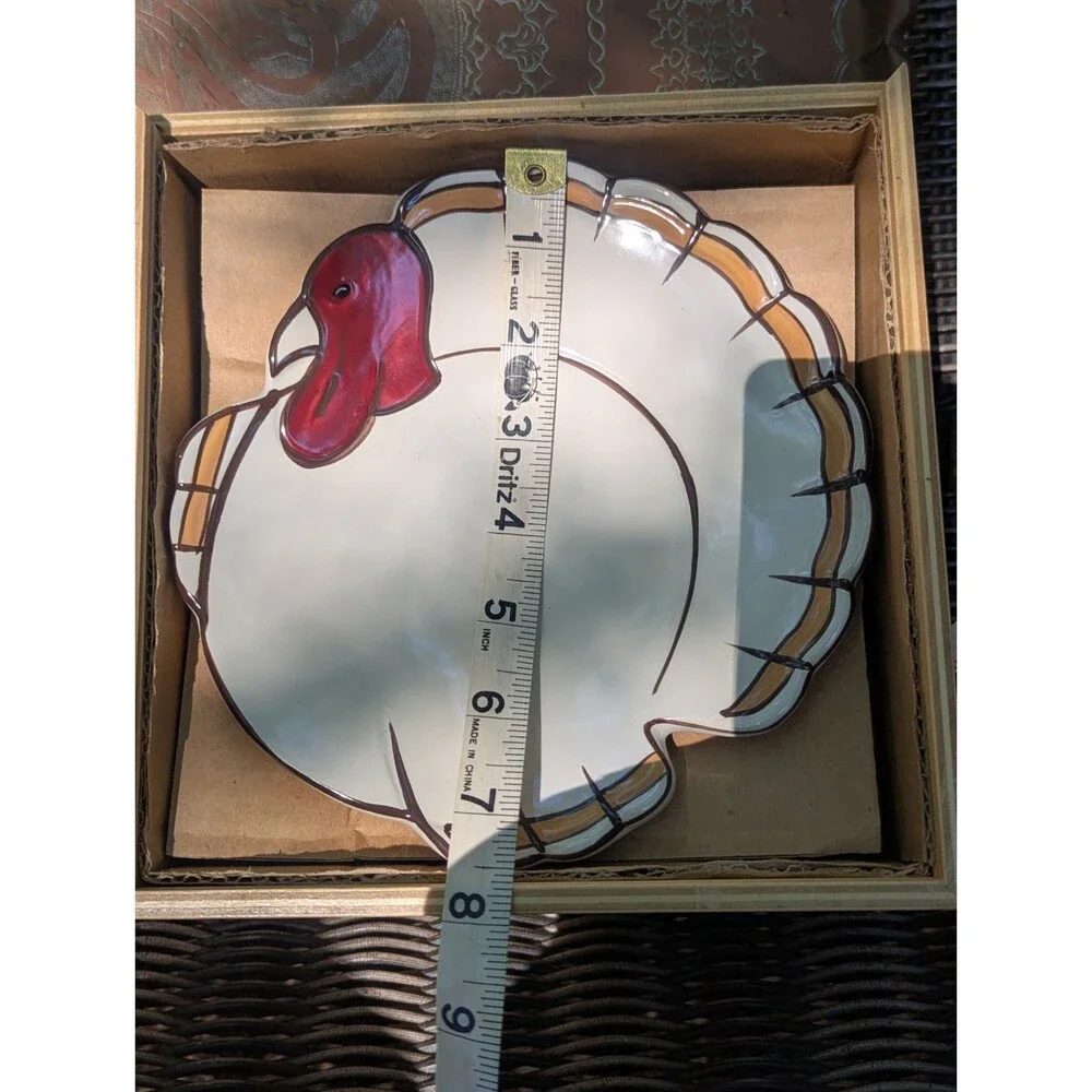 Pottery Barn Gobble Turkey Salad Dessert Plates 3 PC Thanksgiving Fall Harvest